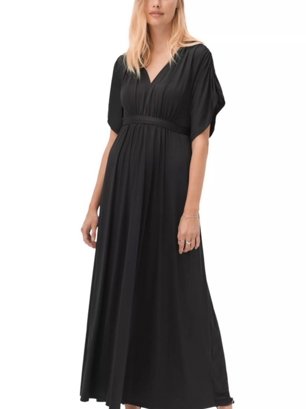 ellos Black V-Neck Puff Sleeve Maxi Dress - Picture 3 of 9